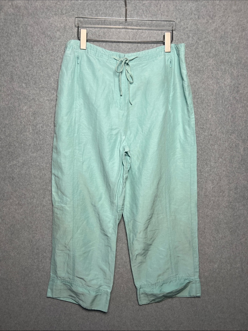 Evelyn & Arthur Light Blue Linen Silk Cropped pants Size 12